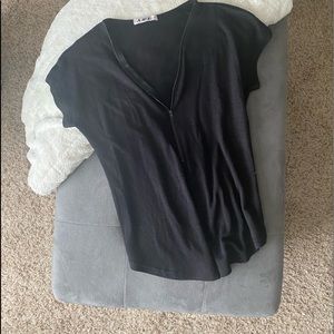 Black Zip Short Sleeve Shirt